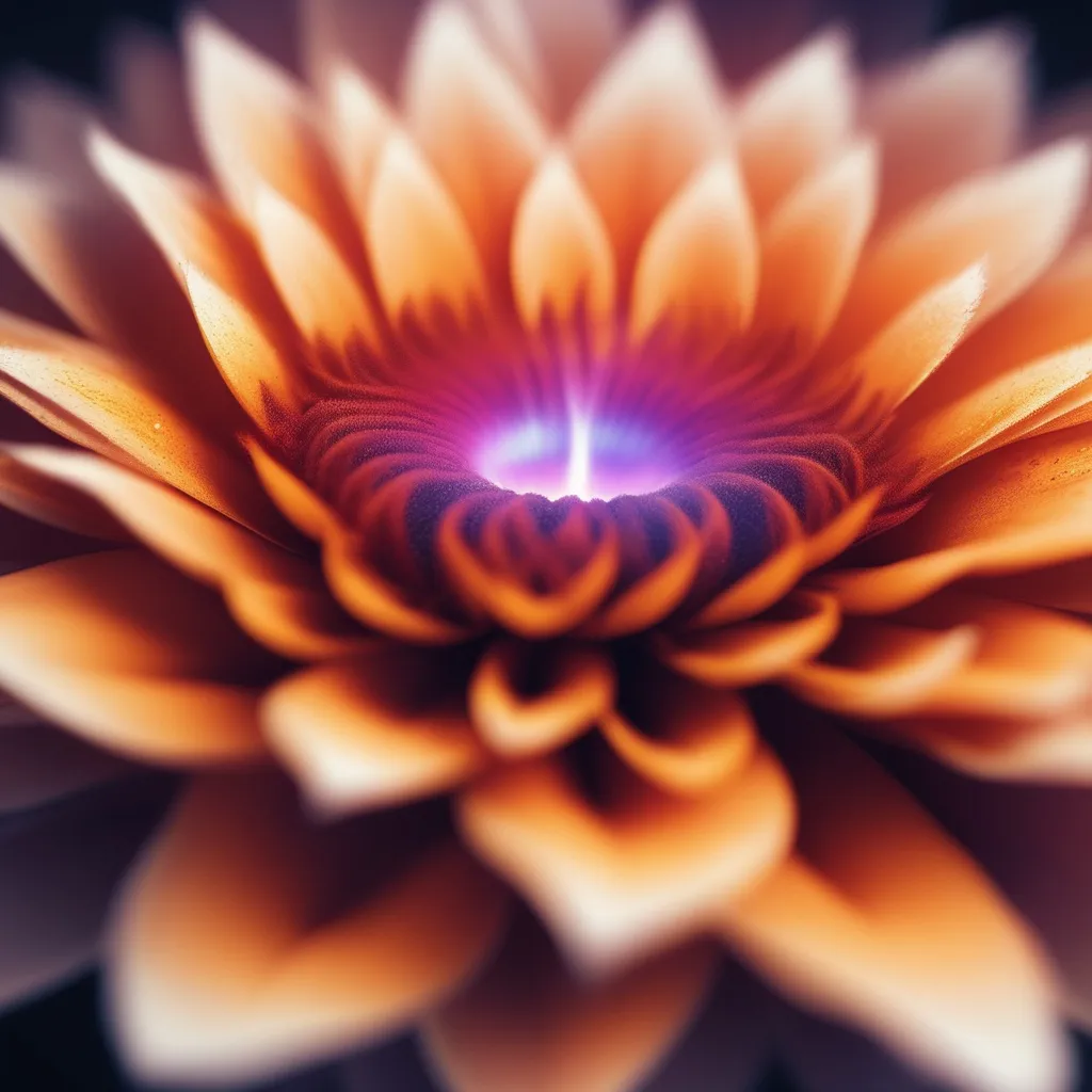 Prompt: Hot coffee disk florets emerging from the center of a flower, surreal digital art, high quality, dreamlike, steam rising from coffee disk florets, ethereal atmosphere, dreamy lighting, disk florets are a pool of hot coffee