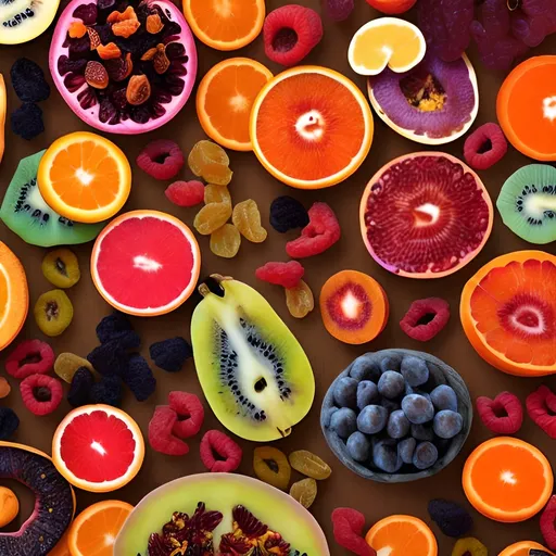 Prompt: Fruit and dried fruit catalog of Iranian products with the color of the year theme to be presented in the United Arab Emirates, where one product is introduced and presented on each page.