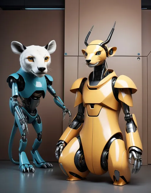 Prompt: A character fusion of a wild animal and a futuristic robot