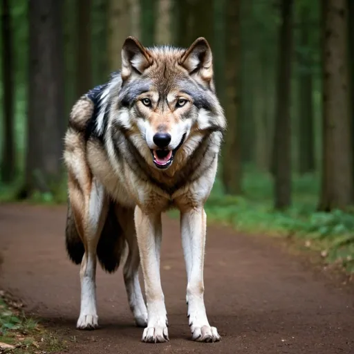 Prompt: ein Wolf steht auf einem Vorsprung und streckt seinen Kopf in Richtung des Modes