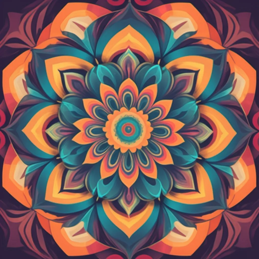 Prompt: An abstract mandala with a swirl of colors and undefined shapes.