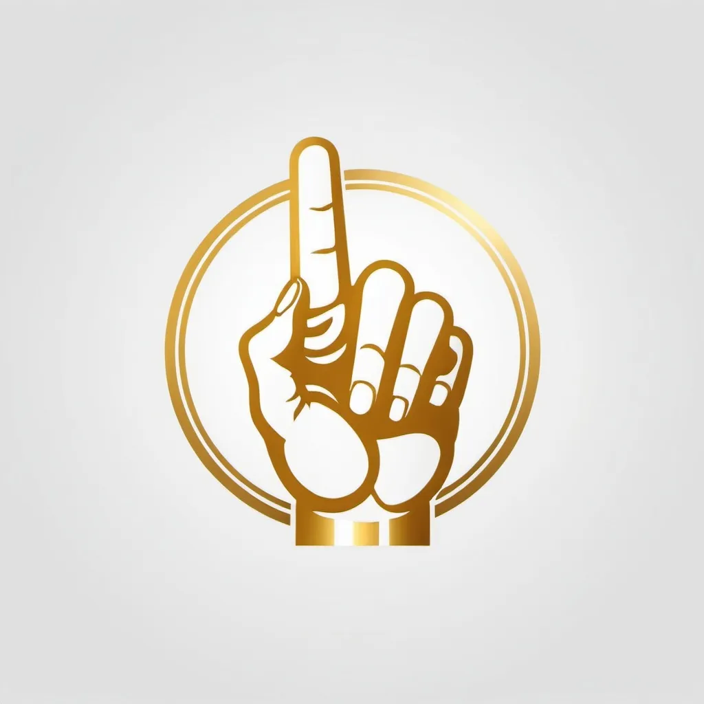 Prompt: logo describe one finger with gold and white