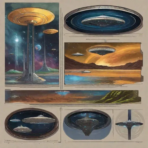 Prompt:  Star Trek teleporting technology . rpg art. Star trek art. 2d art. 2d, color
