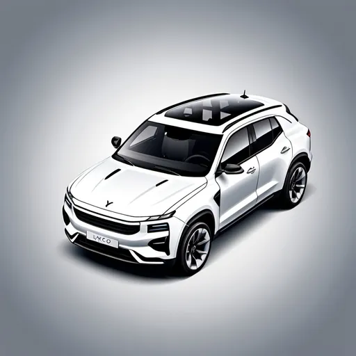 Prompt: An icon-style illustration of the Lynk & Co car model 01, featuring sleek lines and modern design elements
