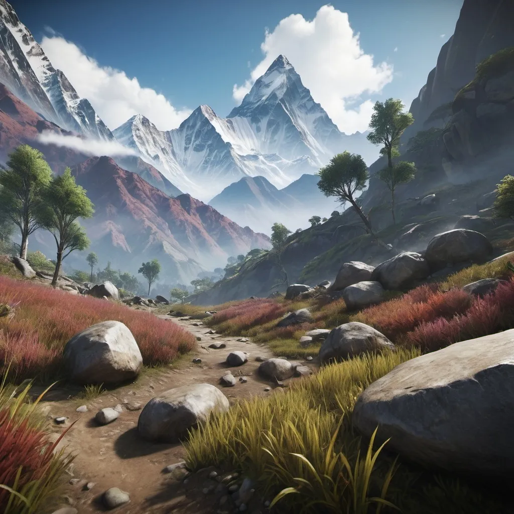 Prompt: Farcry4 mountain first person for mobile screen