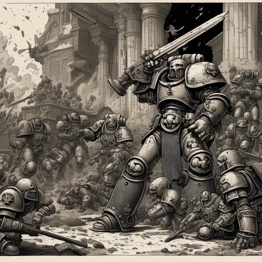 Highly detailed Warhammer 40K concept art depicting...