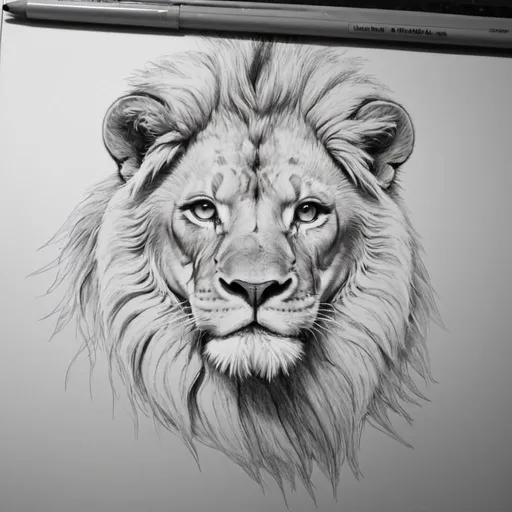Prompt: Draw digital lines to outline the lion.