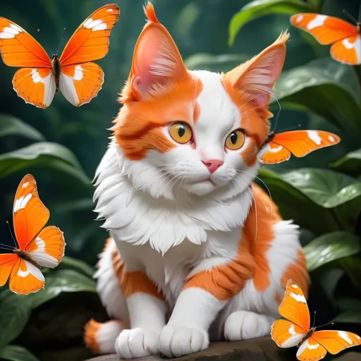 Prompt: orange and white Cat butterfly