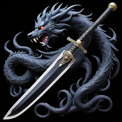 Prompt: The Ten-Tailed Sword, Jūbi no Ken, appears as a massive and imposing weapon, befitting the legendary power it represents. Its appearance is dark and foreboding, reflecting the malevolence and destructive nature of the Ten-Tailed Beast.


The blade itself is exceptionally long, resembling a serrated katana infused with chaotic energy. Its edge flickers with ethereal darkness, giving an eerie glow to the blade. The surface of the sword is etched with intricate patterns that seem to shift and writhe, resembling swirling shadows or intertwining vines.


At the hilt, there are intricate designs depicting demonic creatures and symbols associated with the Ten-Tailed Beast. The handle is crafted from a dark, obsidian-like material, providing a powerful grip to the wielder.


When activated, the Ten-Tailed Sword emanates an aura of dark energy, shrouding the area around it in an ominous, black mist. The mist trails and twists with writhing shapes, creating an unsettling atmosphere, as if drawing from the depths of the netherworld.


As the sword is swung or poised for an attack, dark tendrils of energy extend from the blade, snaking and coiling in anticipation of the destructive power about to be unleashed. When struck against a target, the impact is accompanied by bursts of chaotic pulses, demonstrating its ability to inflict catastrophic damage.


Overall, the Ten-Tailed Sword embodies the essence of the Ten-Tails and commands awe-inspiring power, while visually representing the malevolence and devastation that it can unleash.