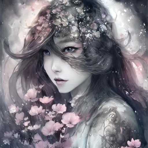 Prompt: Boatful blossom goddess, Chinese style veiling skirt, half body shot, cherry blossom scene, watercolor painting, pink color palettes, stunning, fantasy, unreal engine, cinematic lighting, mist, high quality, watercolor, Chinese style, floral, mystical, ethereal, detailed, goddess, half body shot, unreal, dramatic, misty lighting, cinematic, pink tones