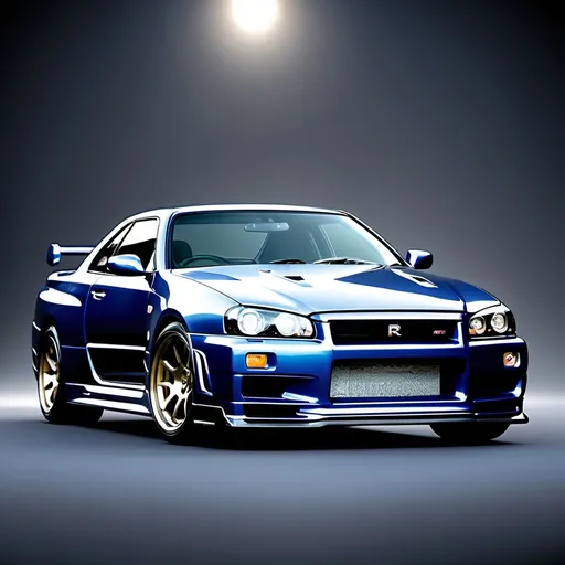 Prompt: The Nissan Skyline GT-R R34 is a legendary performance car with many advanced features, including: 
 
Engine: A 2.6-liter twin-turbocharged inline-six engine with 280 horsepower 
 
Suspension: Four-wheel independent suspension with front and rear stabilizer bars 
 
Brakes: Brembo 4-piston calipers with 324mm front rotors and 300mm rear rotors 
 
All-wheel drive: ATTESA E-TS (Advanced Total Traction Engineering System for All-Terrain with Electronic Torque Split) 
 
Other features: Super-HICAS four-wheel steer, limited-slip diff at either end, and six-speed manual 
 
Dimensions: Overall length 4,600mm, width 1,780mm, height 1,360mm, wheelbase 2,665mm, tread (front/rear) 1,480/1,490mm, curb weight 1,560kg 
 
Tires: 245/40ZR18