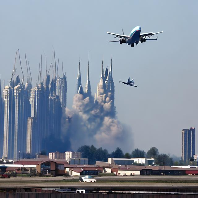 Prompt: Plane crashing into towers

