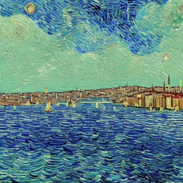 Prompt: Istanbul Bosphorus view in Van Gogh Style
