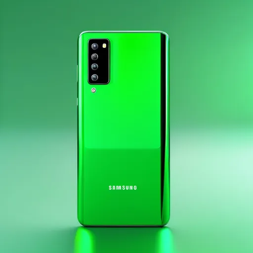 Prompt: Samsung galaxy 23 smart phone, green screen, futuristic metallic design, high-res, ultra-detailed, sci-fi, digital art, vibrant green lighting, sleek and professional