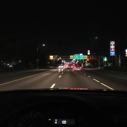 Prompt: Driving at night through LA
