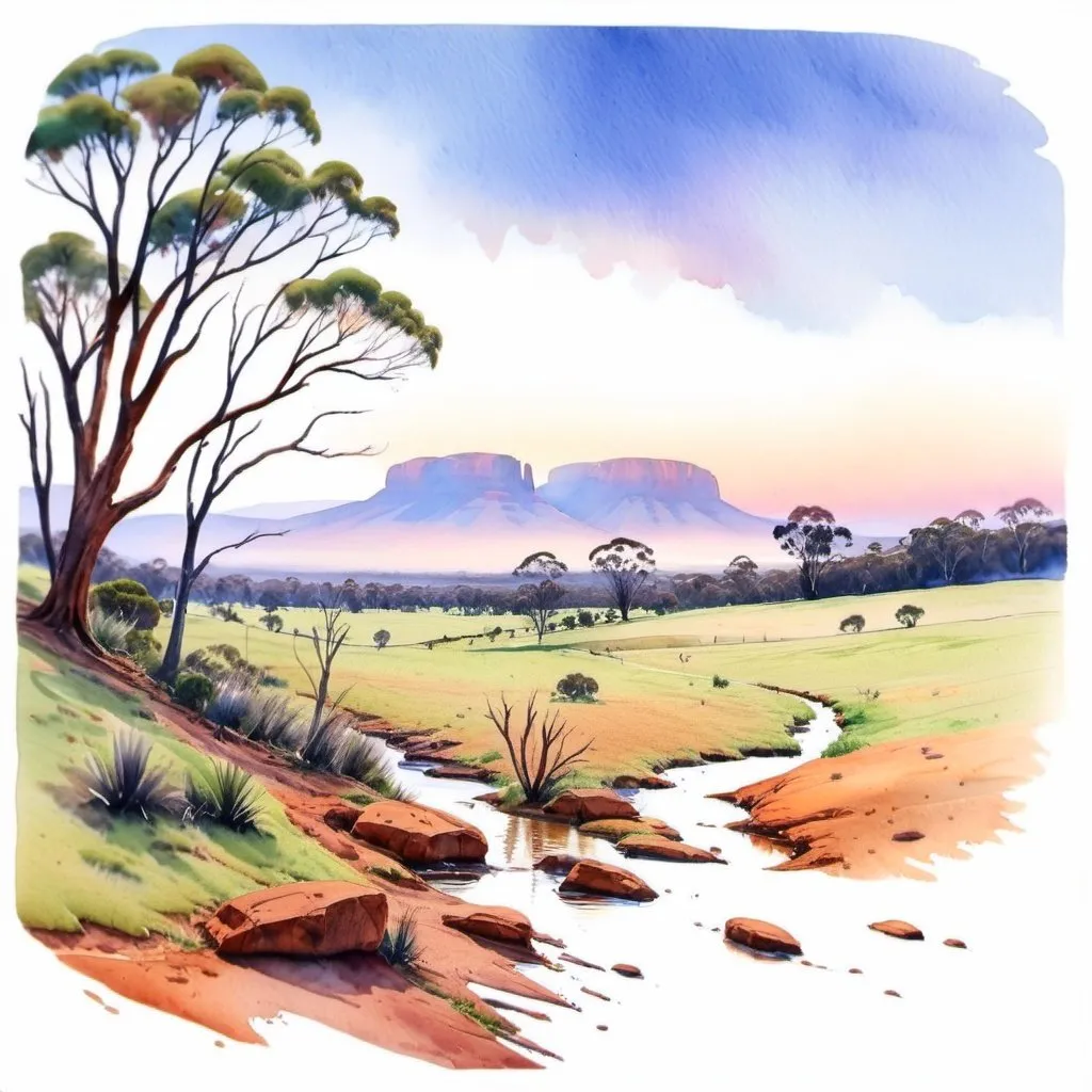 Prompt: Australian Landscape, watercolour art