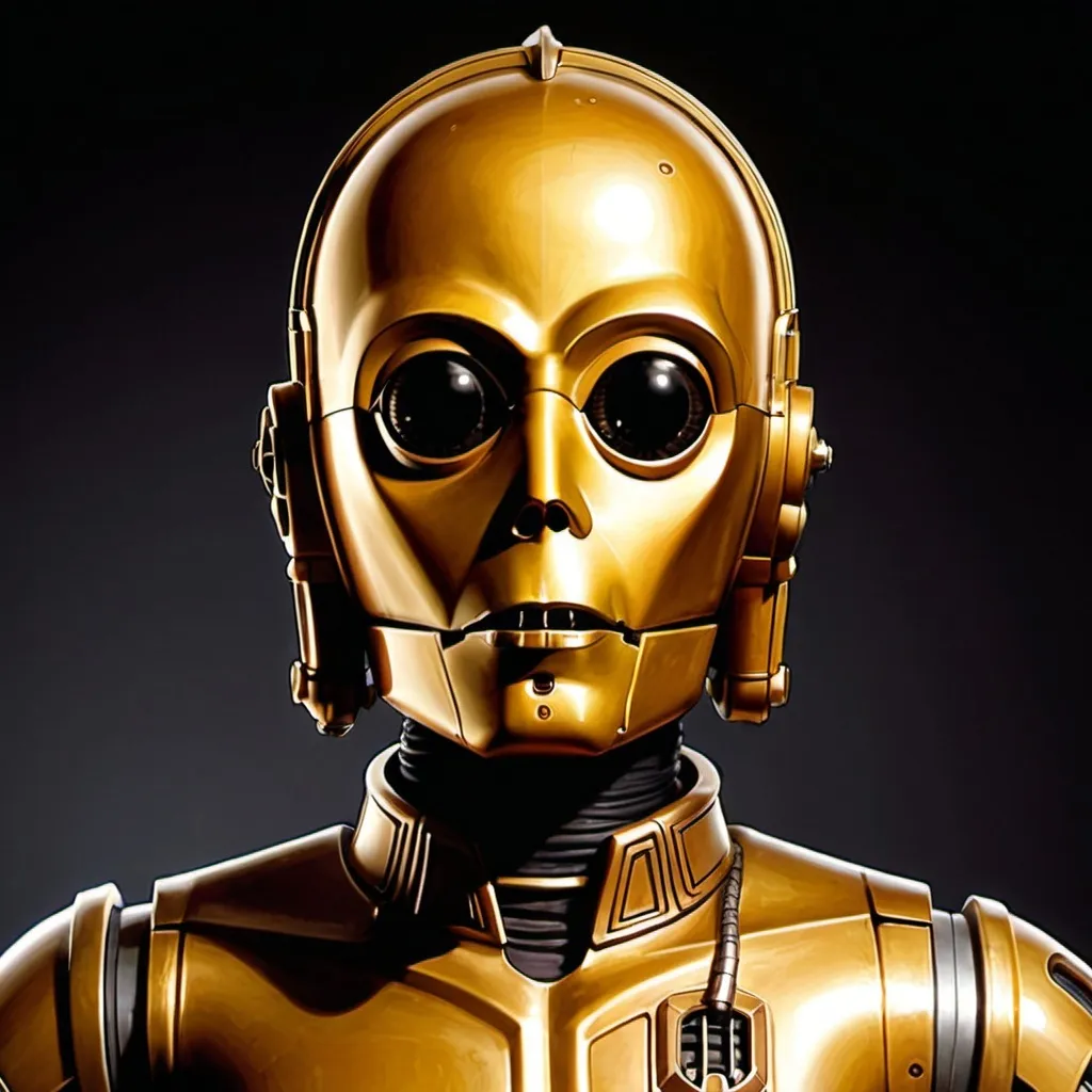 Prompt: A caricature of C-3PO from the Star Wars universe. 