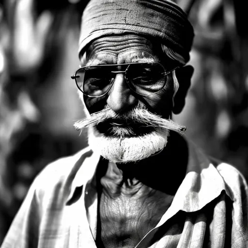 Prompt: A Bihari old man wearing sunglasses and smoking cigar and laughing has a crown on his head