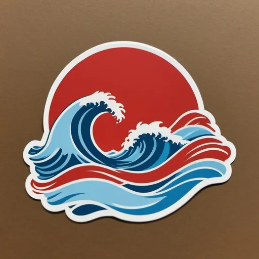 Prompt: wave football logo red and powder blue simplistic