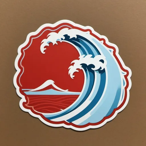 Prompt: wave football logo red and powder blue simplistic