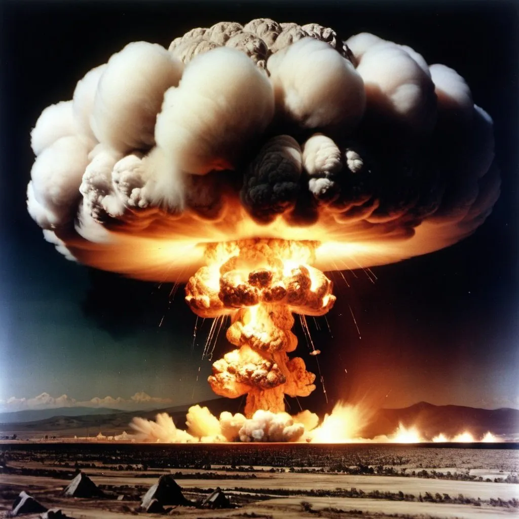 Prompt: the biggest atomic bomb explodes on the surface of the Earth

