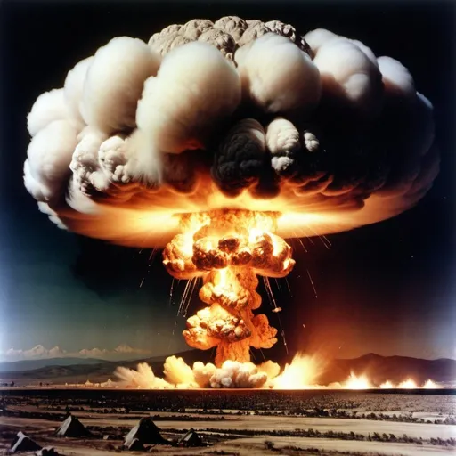 Prompt: the biggest atomic bomb explodes on the surface of the Earth

