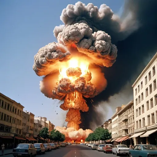 Prompt: Atomic bomb explodes in the city center
