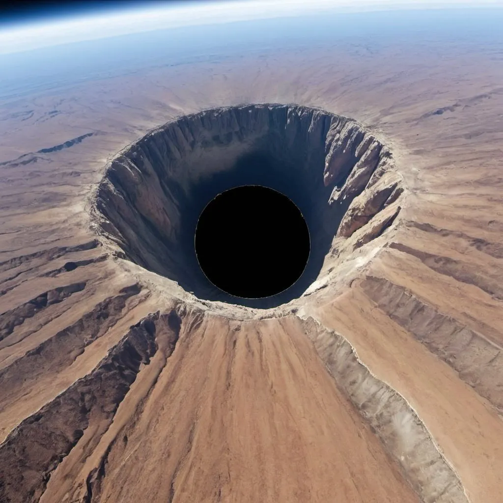 Prompt: a 8000 km diameter hole on the Earth and let us see the whole Earth