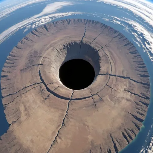 Prompt: a 8000 km diameter hole on the Earth and let us see the whole Earth