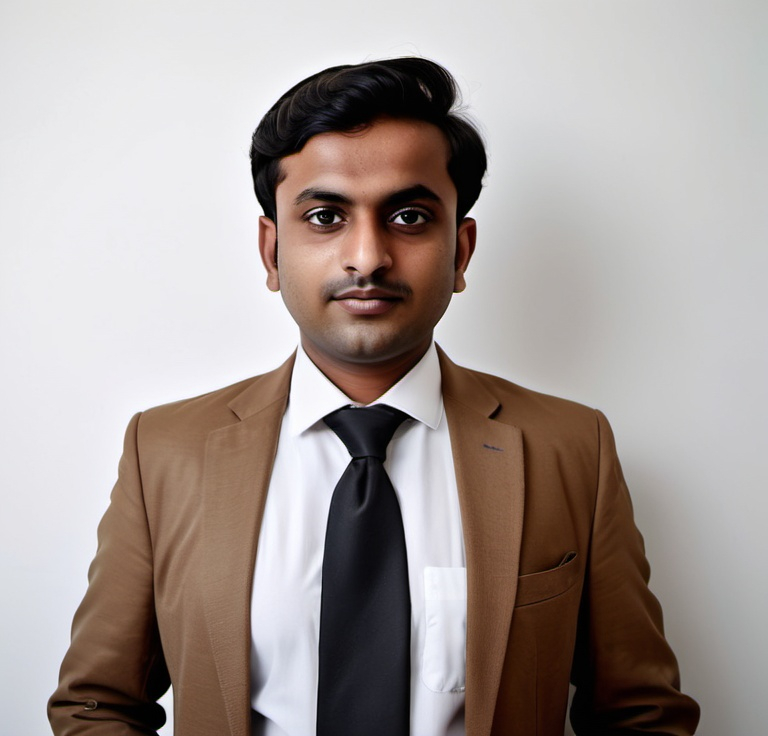 Prompt: a man in a brown jacket and a white shirt and a black tie and a white wall and a white wall, Bikash Bhattacharjee, hurufiyya, professional photo, a picture