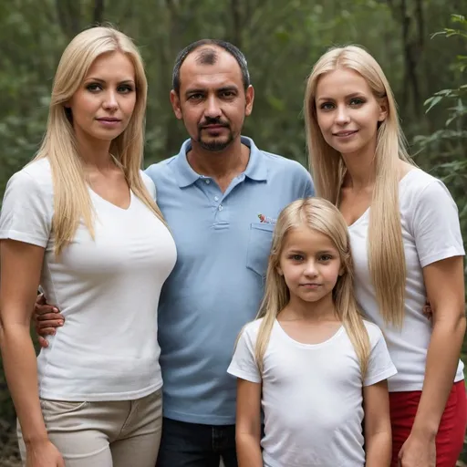 Prompt: familia de cuatro integrantes rusa rubia realista 

