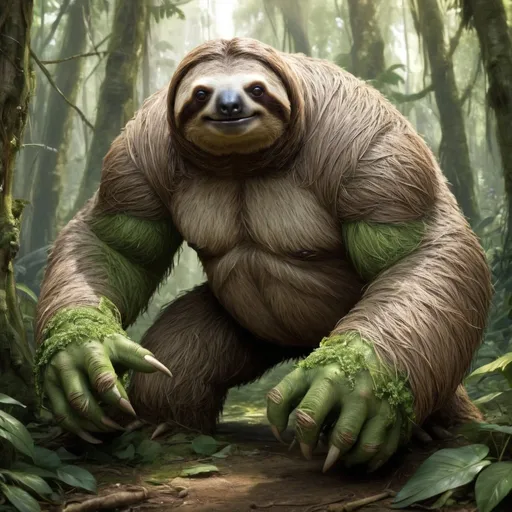 Prompt: Giant hulked out sloth