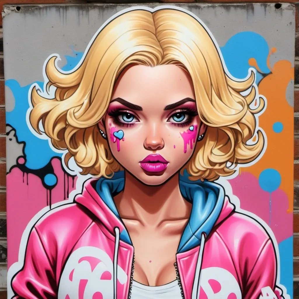 Prompt: A graffiti female character custom art - bubblegum blonde 