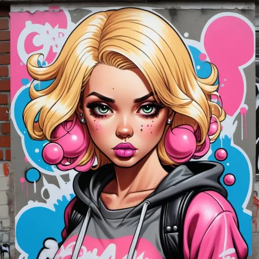 Prompt: A graffiti female character custom art - bubblegum blonde 