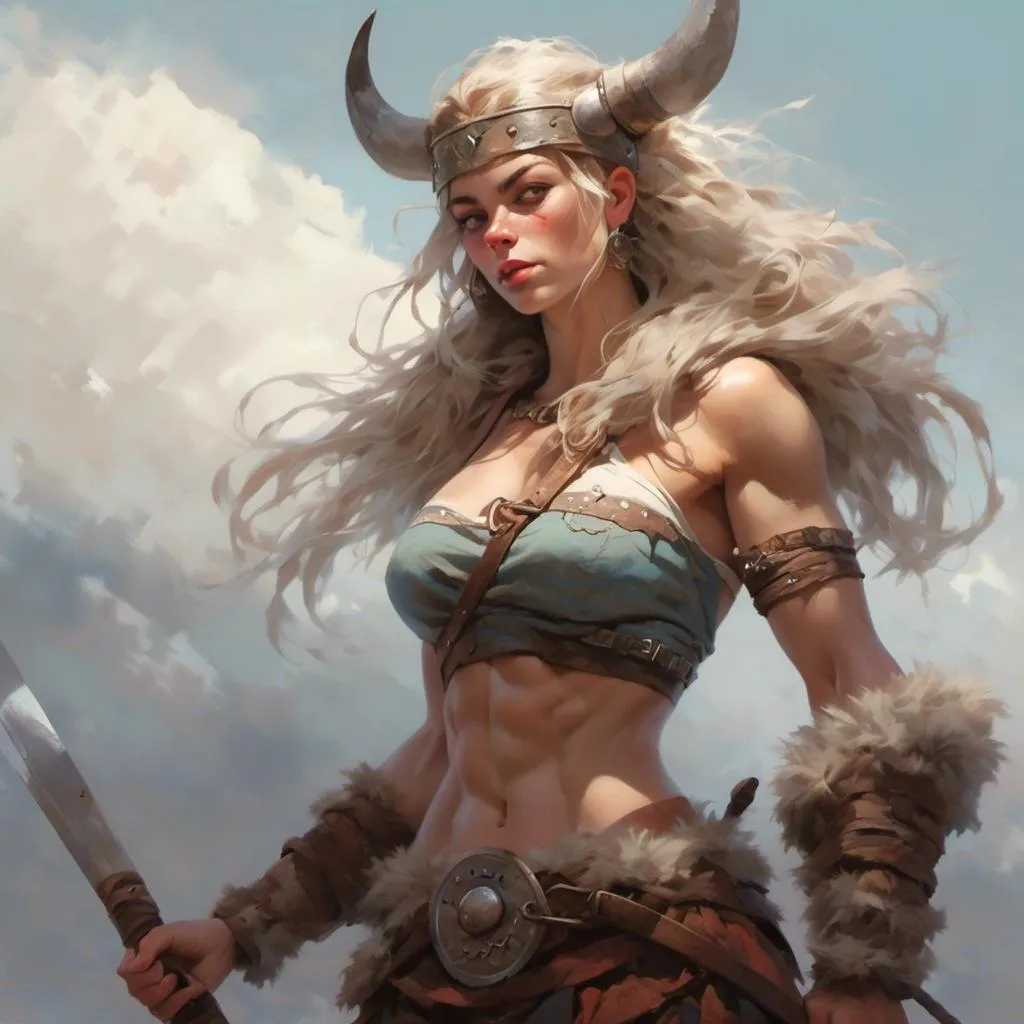 Prompt: Viking warrior woman, fit figure, <mymodel>