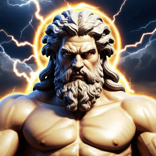Prompt: may you create zeus cool image with game background