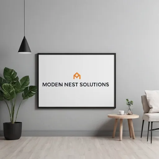 Prompt: "Modern Nest Solutions" text for business which sells home essentials