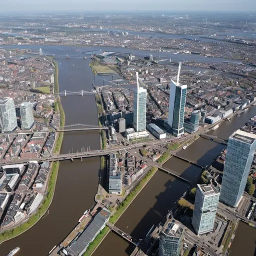 Prompt: nederland met een mooie stad rotterdam 