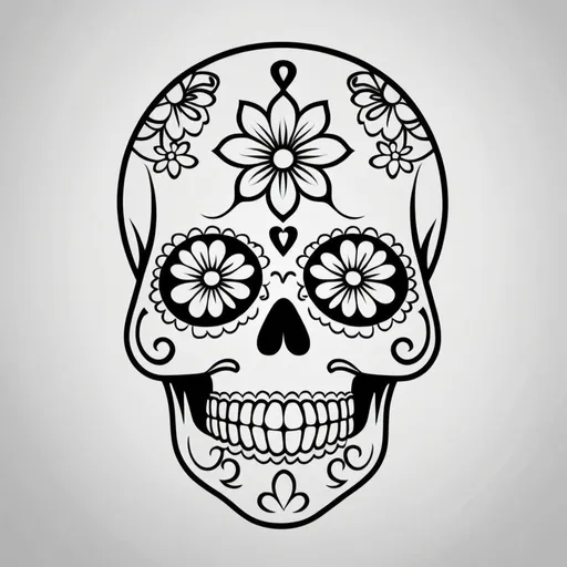 Prompt: outline of a sugar skull. make it simple