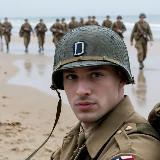 Prompt: 1944, Europe, d-day landings, American Troops, Omaha Beach, 4k,  Professional photography, bokeh, natural lighting, canon lens, shot on dslr 64 megapixels sharp focus