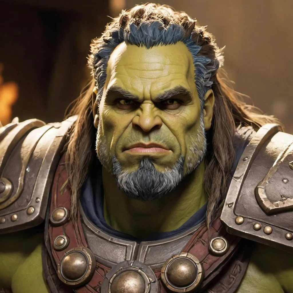 Prompt: Warchief Thrall, played by Mark Ruffalo