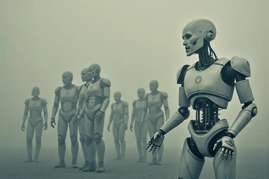 Prompt: robotic, mist, machine