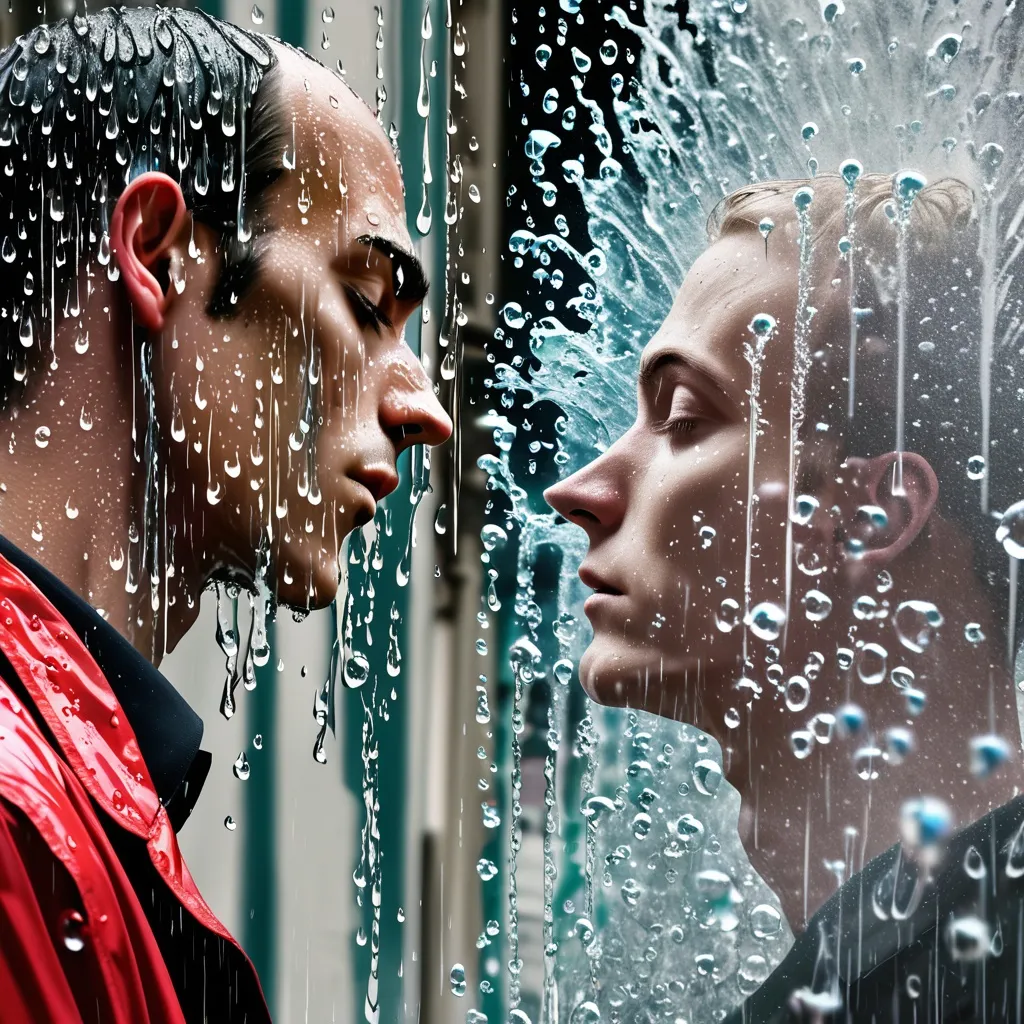 Prompt: complex composition, prophetic, hallucination, side glance, splitting water drops, streetnoise, alter ego, photographic, motion