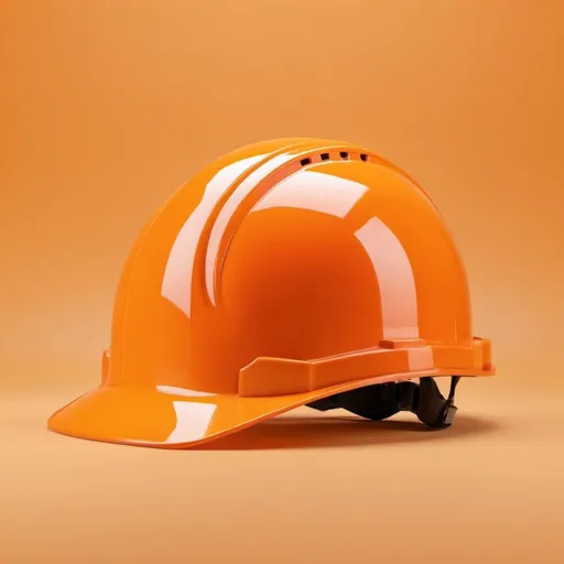 Prompt: create me an orange  construction helmet isolated in light orange background
