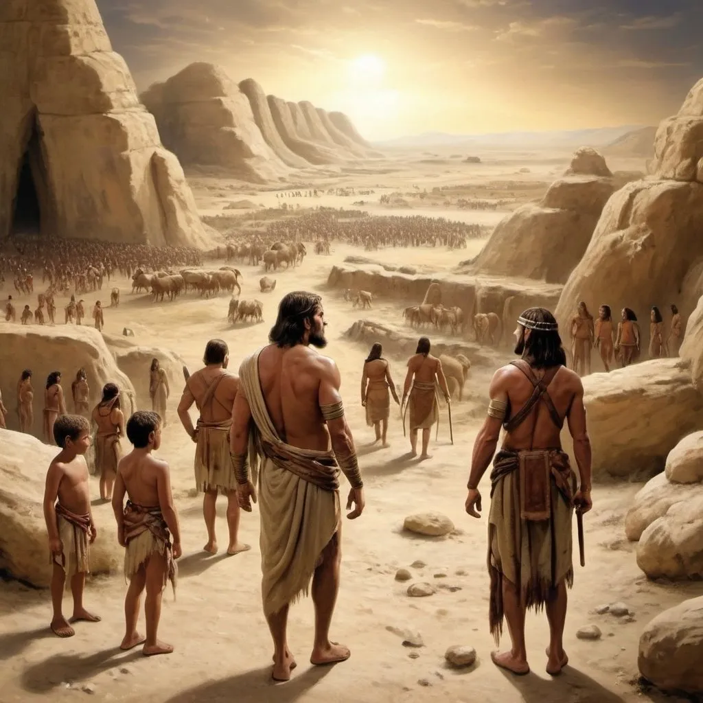 Prompt: 3000 years ago, life on earth, women and men,childrens 
