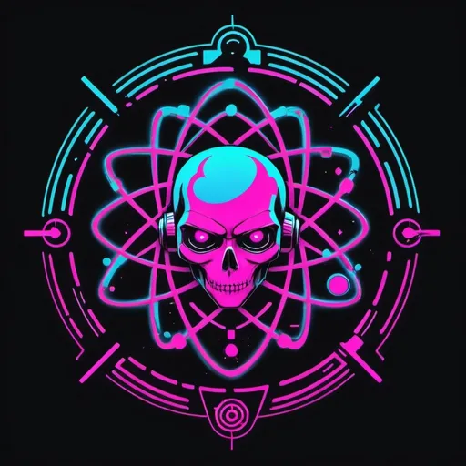 Prompt: create a new insignia for the Children of Atom mix it with Cyberpunk and Synth-wave and Dark-wave
