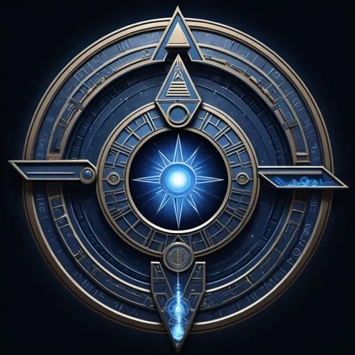 Prompt: "Imagine a crossover logo blending the iconic Stargate and Doctor Who symbols, exuding a super advanced and futuristic aesthetic. The design should prominently feature elements from both franchises: the circular, ancient Egyptian-inspired Stargate with intricate hieroglyphics and the sleek, sci-fi TARDIS with its distinctive blue hue. Integrate these elements seamlessly, focusing on an advanced, high-tech look. At the center of the design, incorporate the Earth chevron from Stargate, highlighting it with glowing effects and intricate details. The overall style should be modern, detailed, and otherworldly, with a sense of cosmic wonder and technological sophistication.