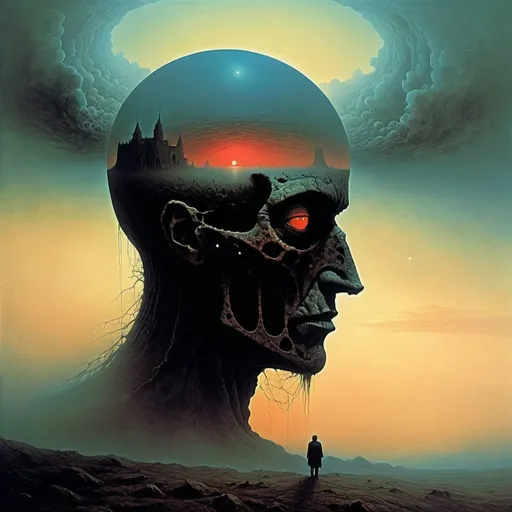 Prompt: create a Zdzisław Beksiński image