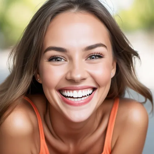 Prompt:  image of a happy smiling lady with bright teeth and healthy gums