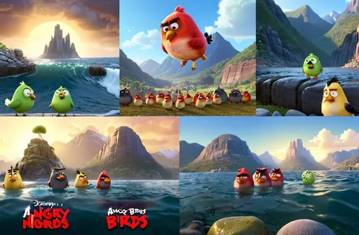 Prompt: Disney 3D angry birds movie 3